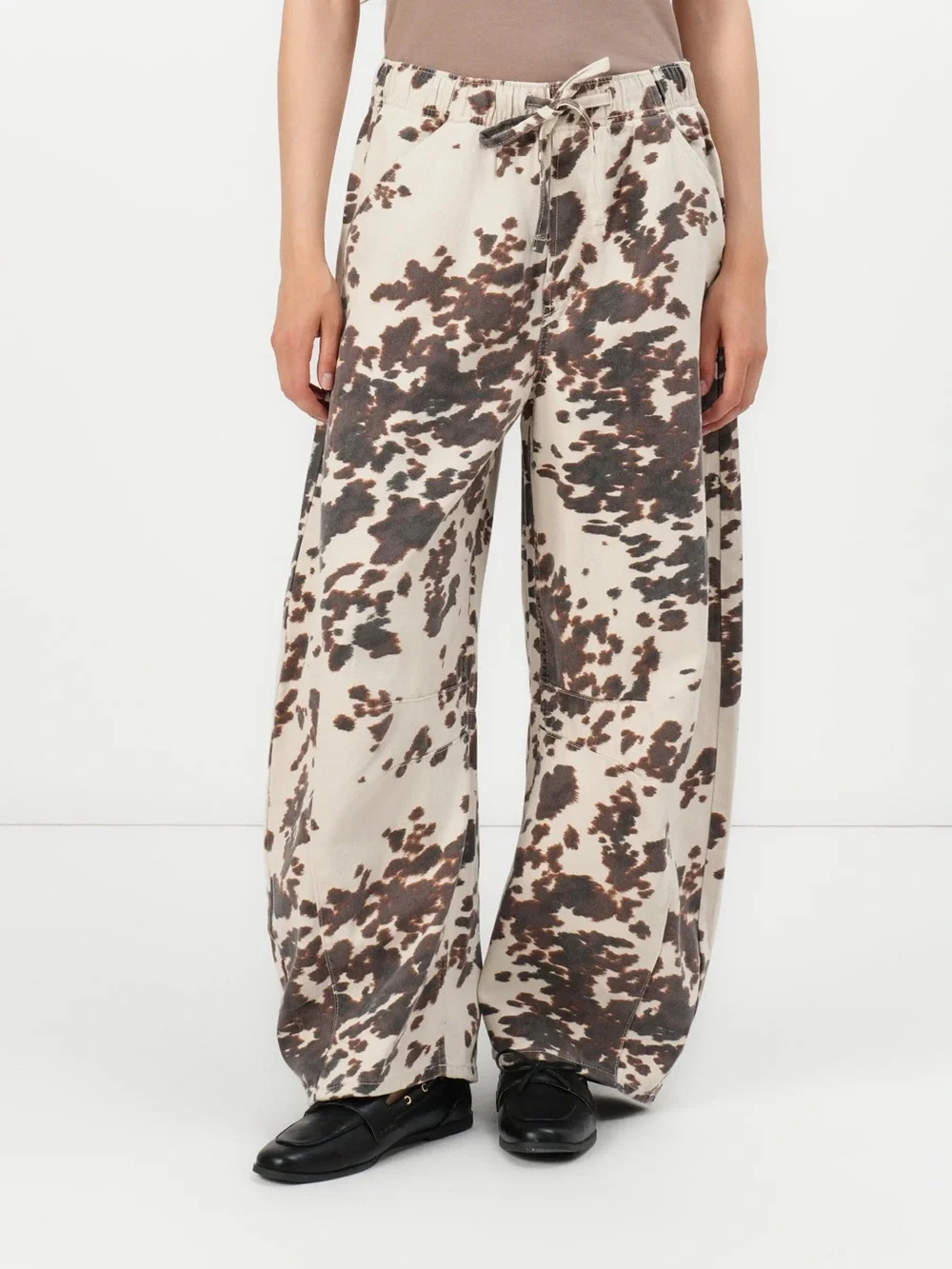 Gap Women's Cow-Print Wide Leg Pants - Brown/Cream - Picture 2 of 3